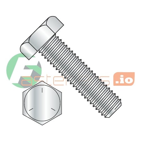 Grade 5, 1/4-28 Hex Head Cap Screw, Zinc Plated Steel, 2 In L, 750 PK